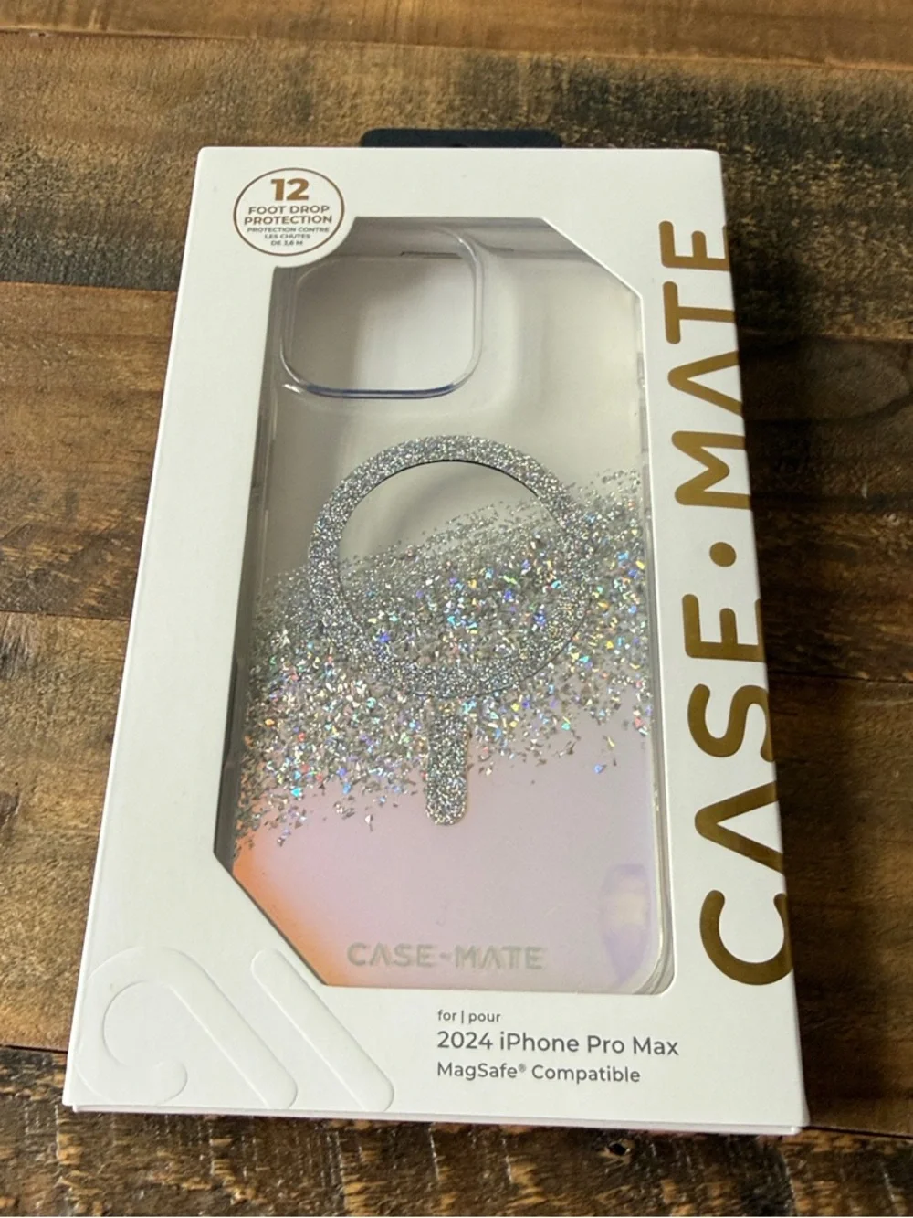 case-mate Pink Holographic Glitter Ring MagSafe Case